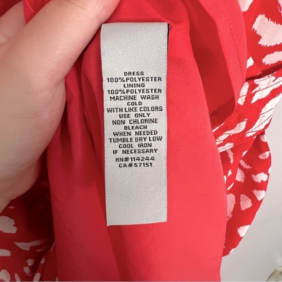 Eliza J Red and White V-Neck Wrap Dress - Picture 6 of 6